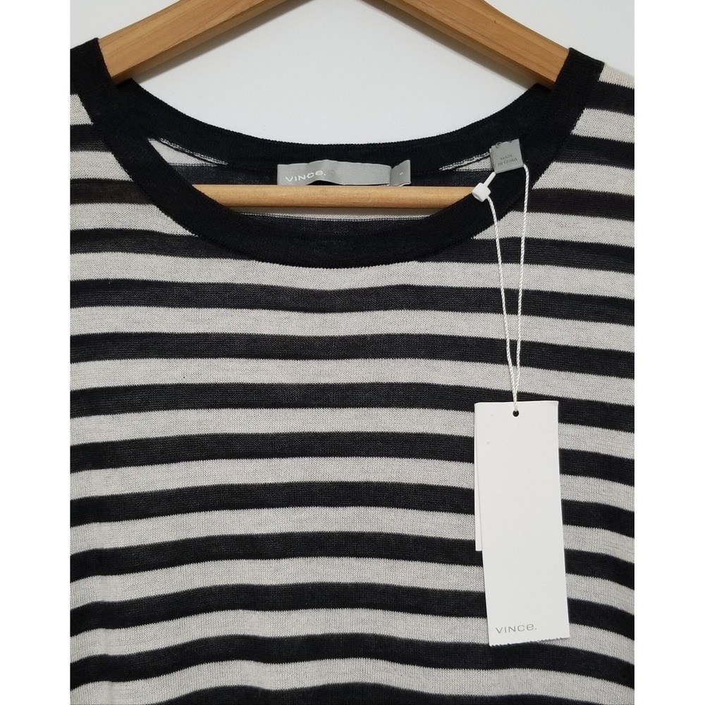 Vince Oversized Striped Crewneck Sweater Cotton Silk Cashmere NWT Size S $245 - Picture 12 of 16